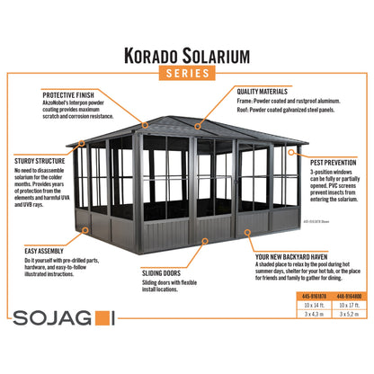 Korado Aluminum Solarium 10 x 17 ft. | Sojag-Delightful Yard