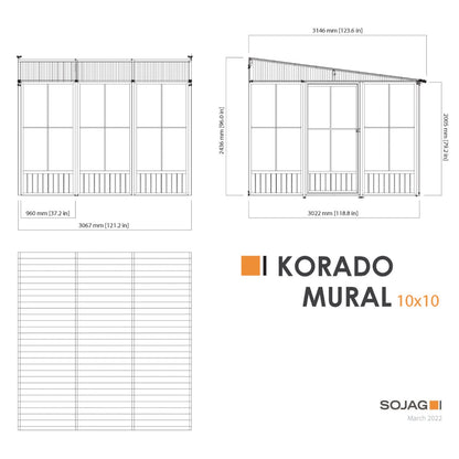 Korado Aluminum Wall Mounted Sunroom 10 x 10 ft. | Sojag-Delightful Yard