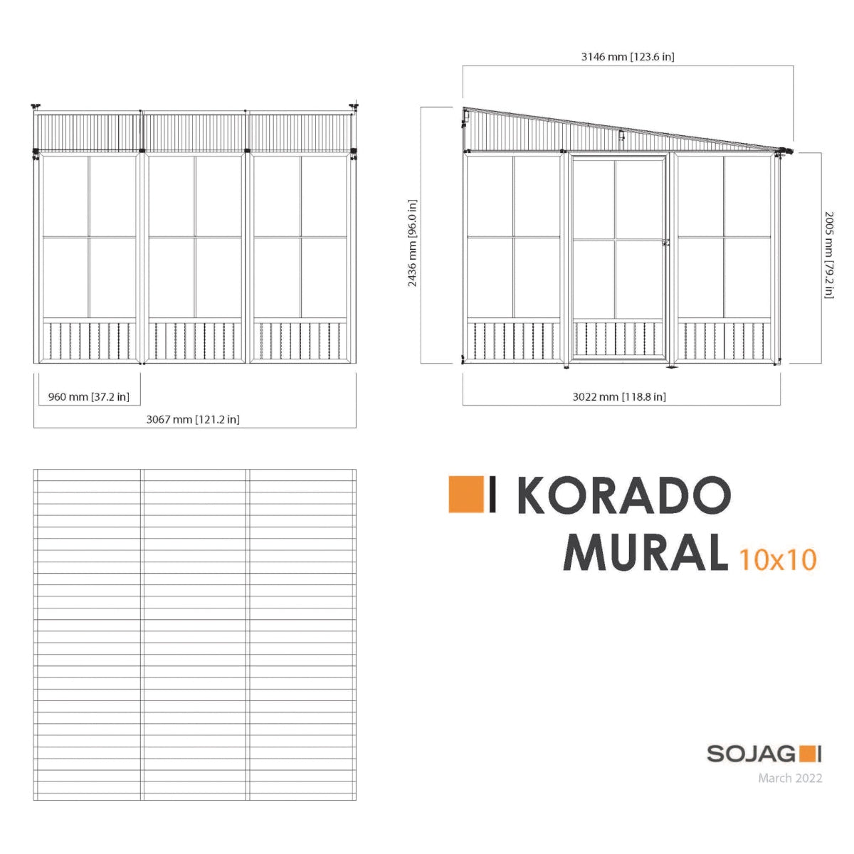 Korado Aluminum Wall Mounted Sunroom 10 x 10 ft. | Sojag-Delightful Yard