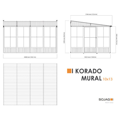 Korado Aluminum Wall Mounted Sunroom 10 x 13 ft. | Sojag-Delightful Yard
