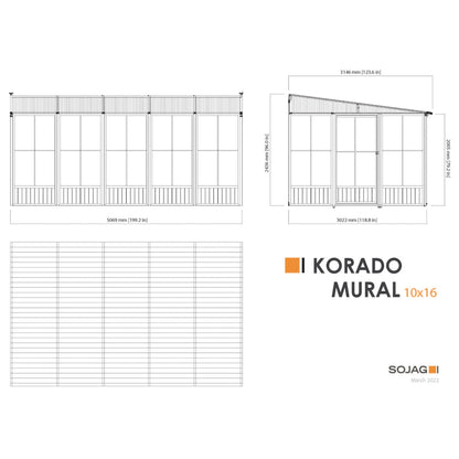 Korado Aluminum Wall Mounted Sunroom 10 x 16 ft. | Sojag-Delightful Yard