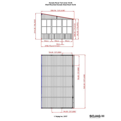 Korado Aluminum Wall Mounted Sunroom 10 x 16 ft. | Sojag-Delightful Yard
