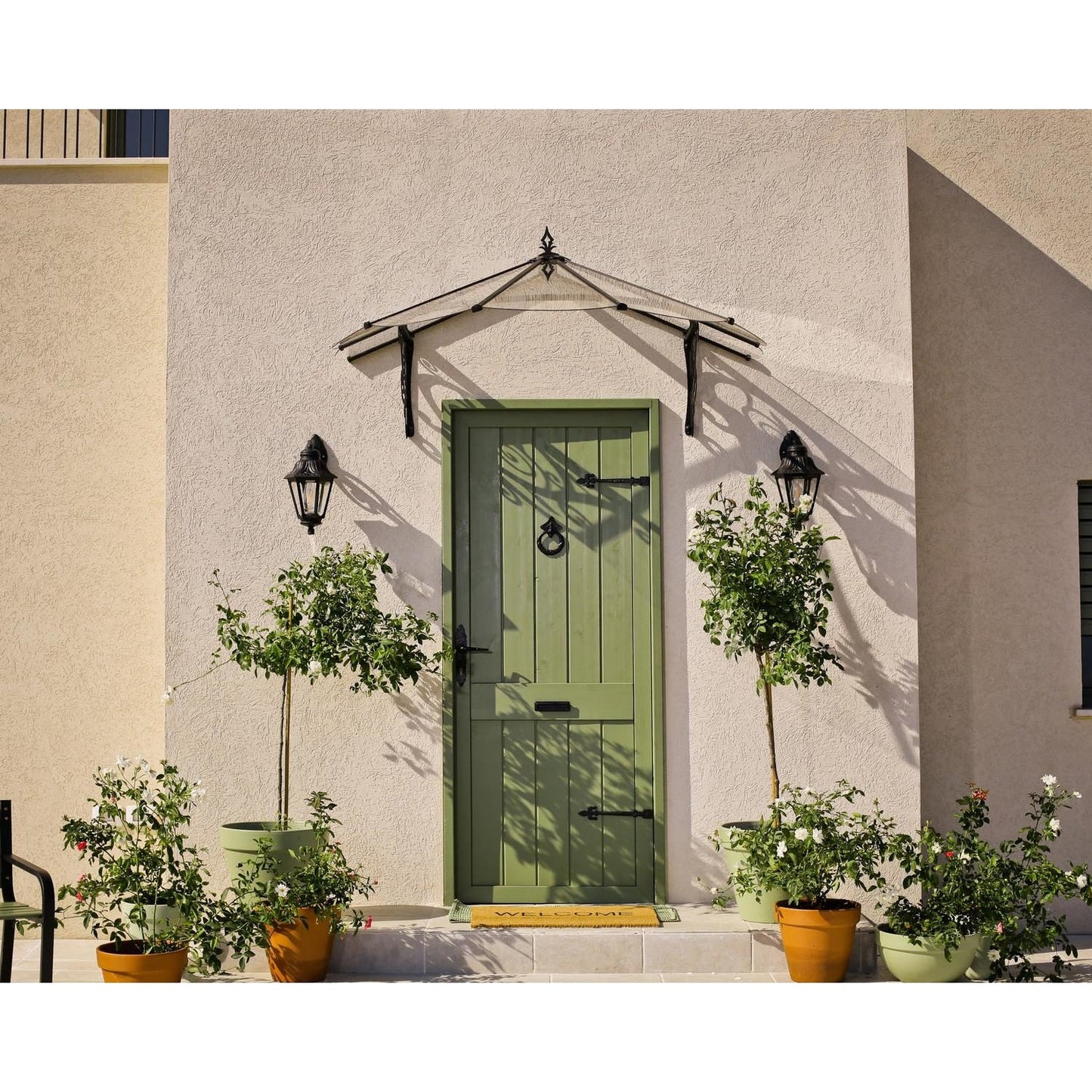 Lily French Door Awning Clear Panel | Palram-Canopia-Delightful Yard