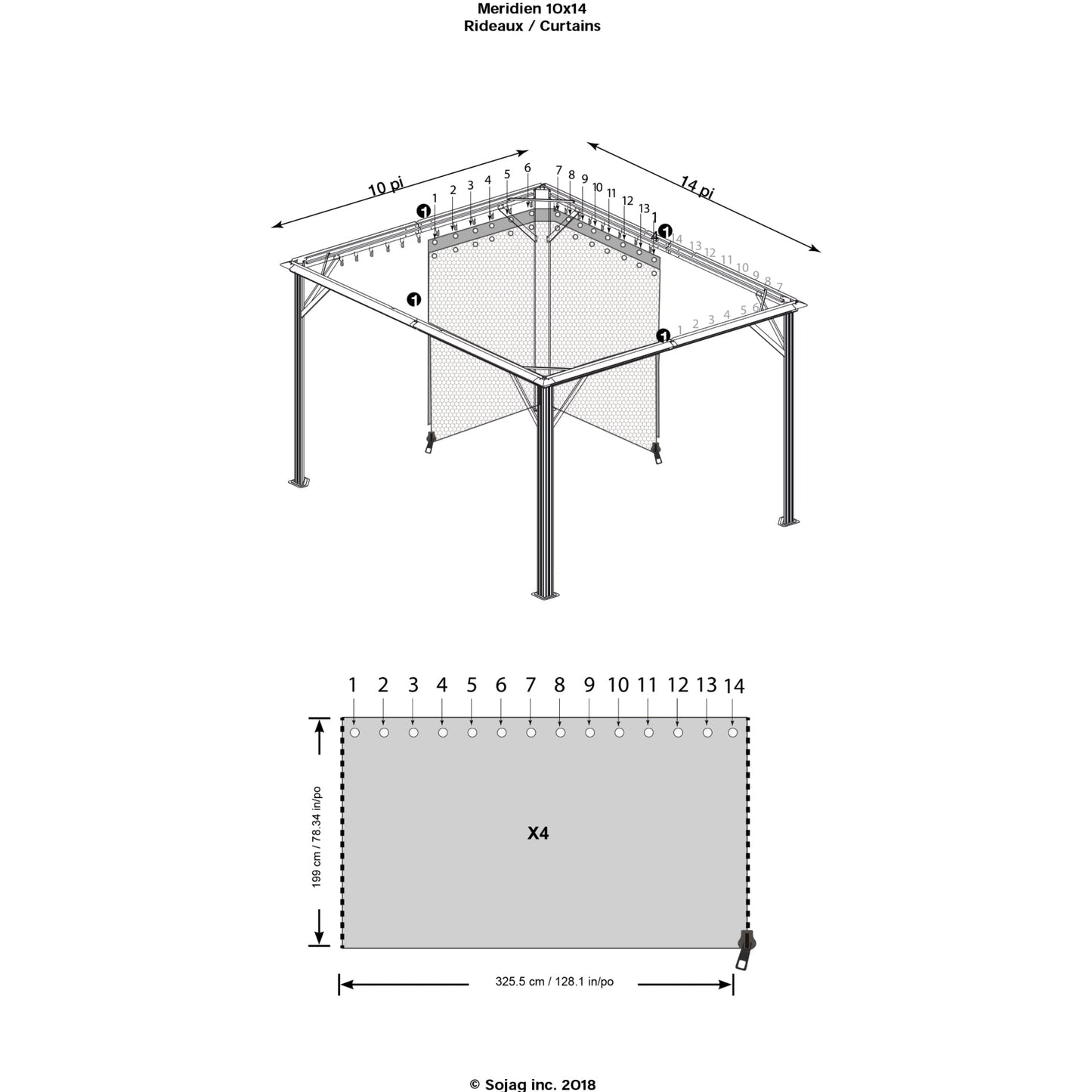 Sojag Meridien Gazebo Curtains 10 x 14 ft. - Delightful Yard