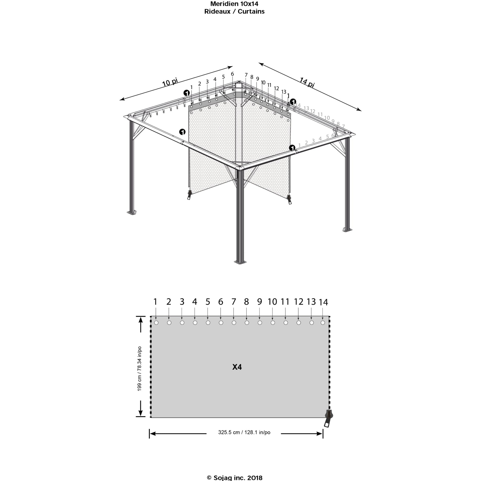 Sojag Meridien Gazebo Curtains 10 x 14 ft. - Delightful Yard