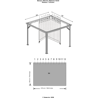 Monaco, Messina, Mykonos, and Moreno Gazebo Curtains 10 x 10 ft | Sojag-Delightful Yard