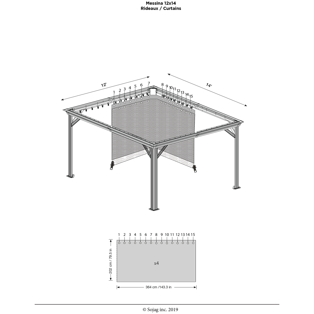 Monaco, Messina, Mykonos, and Moreno Gazebo Curtains 12 x 14 ft | Sojag-Delightful Yard