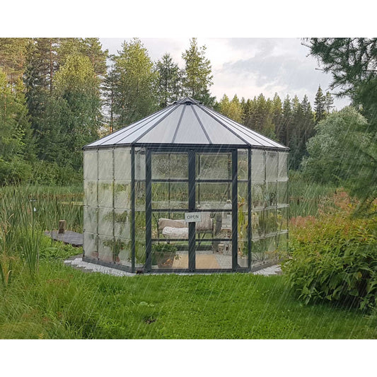 Oasis Hexagonal Polycarbonate Greenhouse Solarium 12 ft. | Palram-Canopia-Delightful Yard