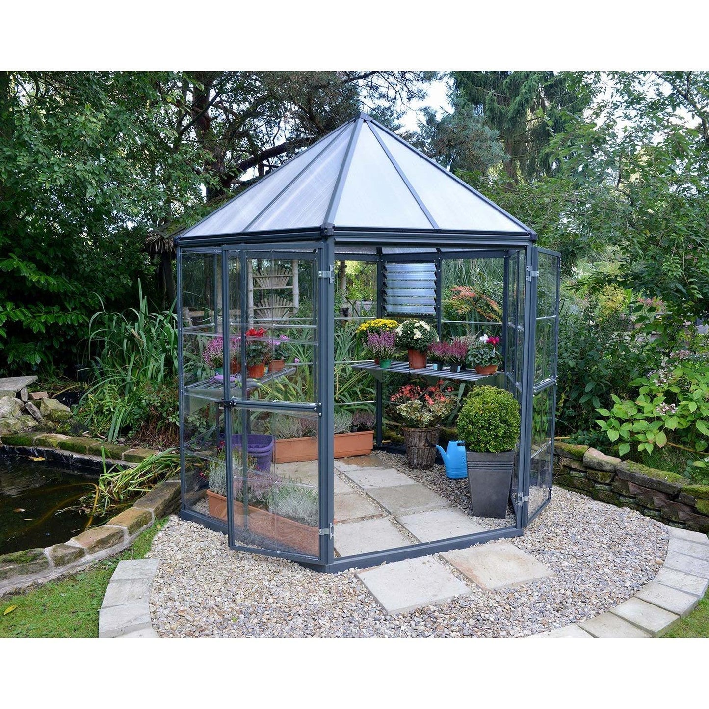 Oasis Hexagonal Greenhouse 8 ft. | Palram-Canopia - Delightful Yard