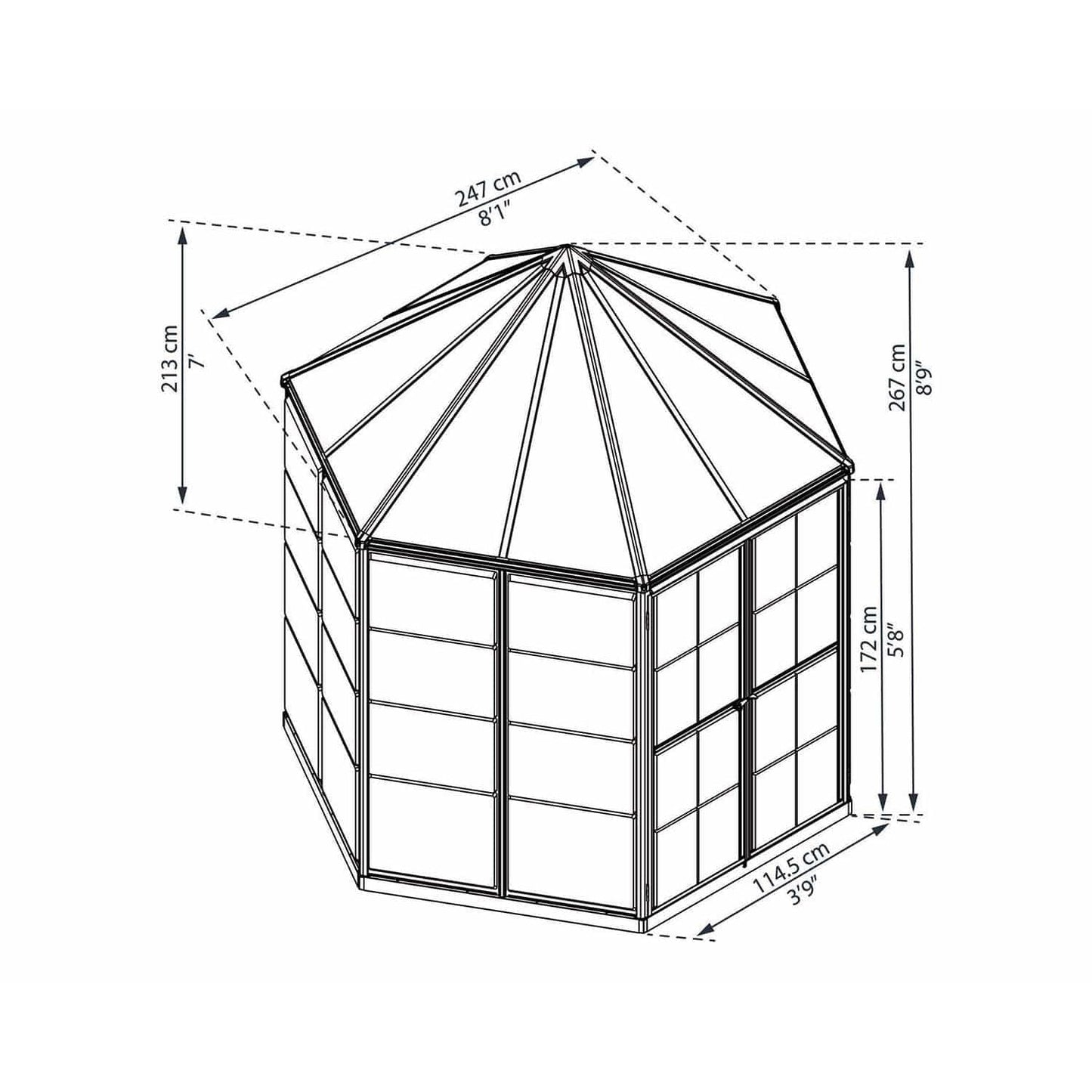 Oasis Hexagonal Greenhouse 8 ft. | Palram-Canopia - Delightful Yard