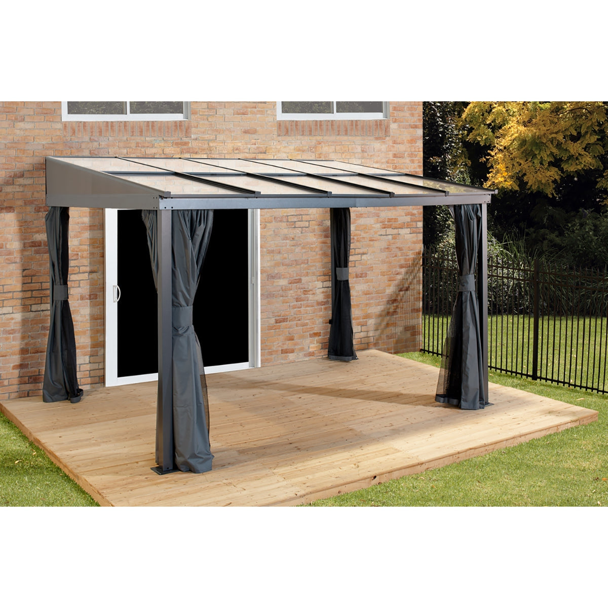 Pompano Aluminum Wall-Mounted Gazebo Patio Cover 10 x 10 ft | Sojag-Delightful Yard
