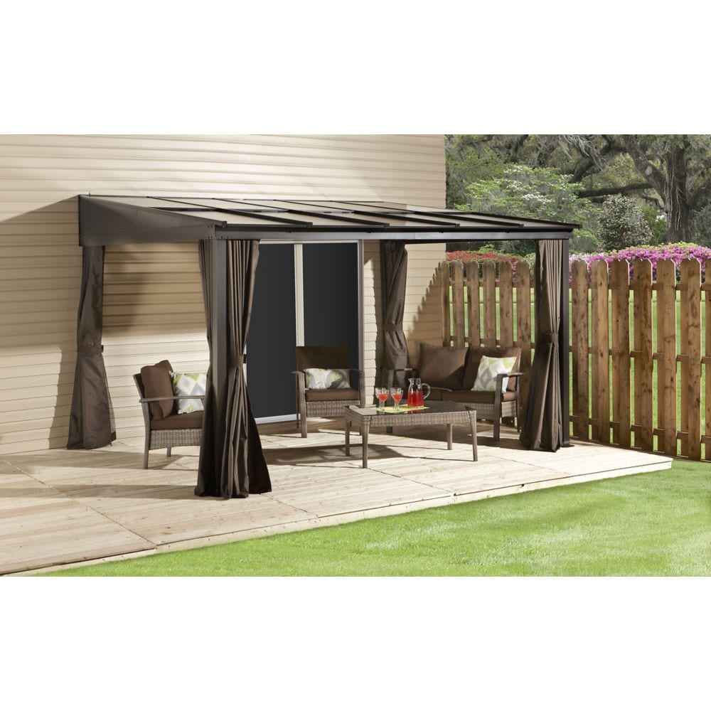 Pompano Aluminum Wall-Mounted Gazebo Patio Cover 10 x 12 ft | Sojag-Delightful Yard