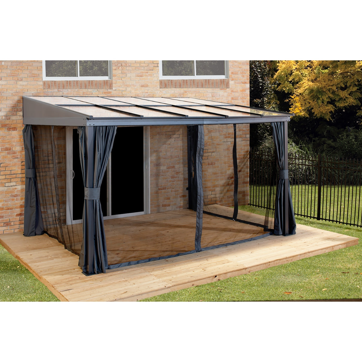 Pompano Aluminum Wall-Mounted Gazebo Patio Cover 10 x 12 ft | Sojag-Delightful Yard