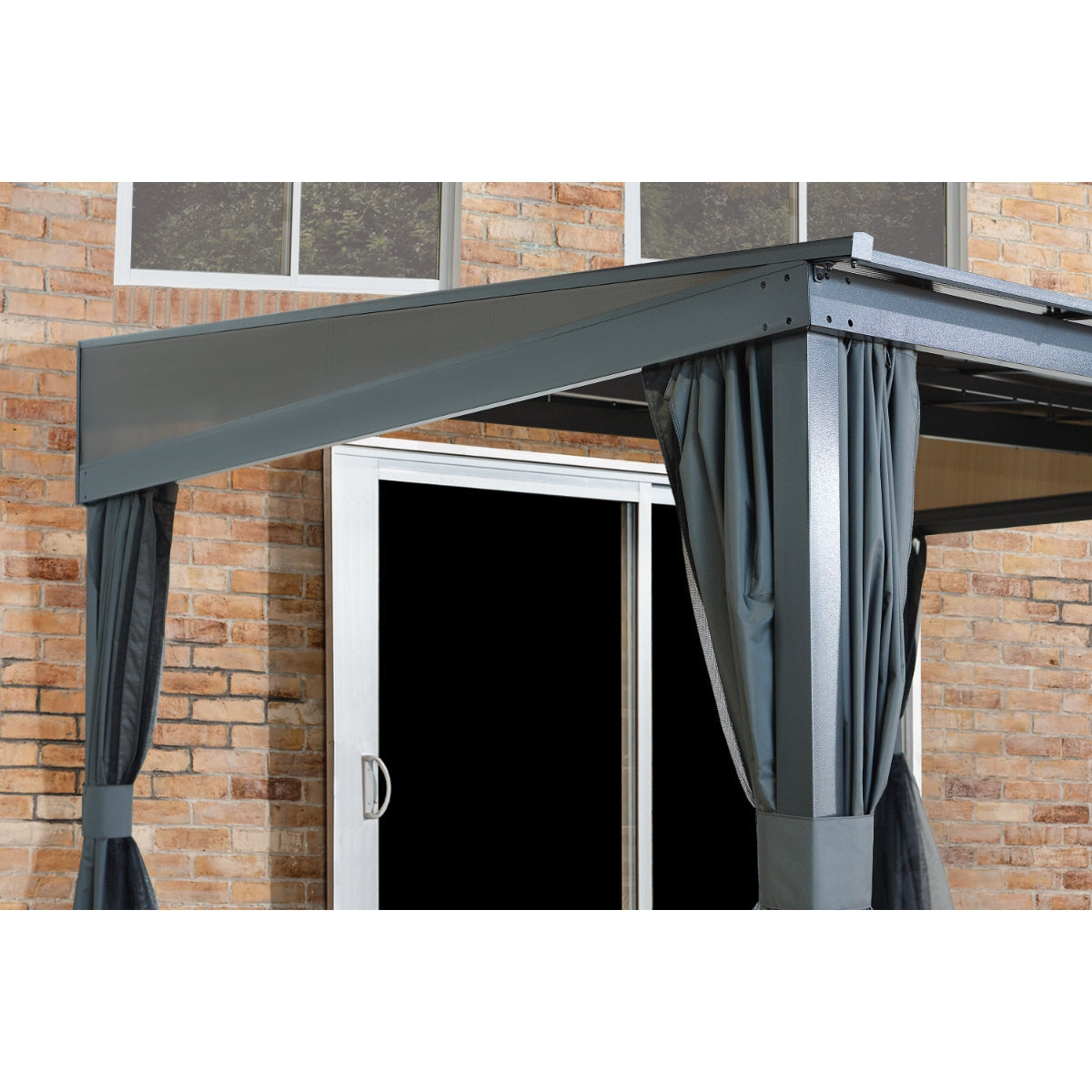 Pompano Aluminum Wall-Mounted Gazebo Patio Cover 10 x 12 ft | Sojag-Delightful Yard