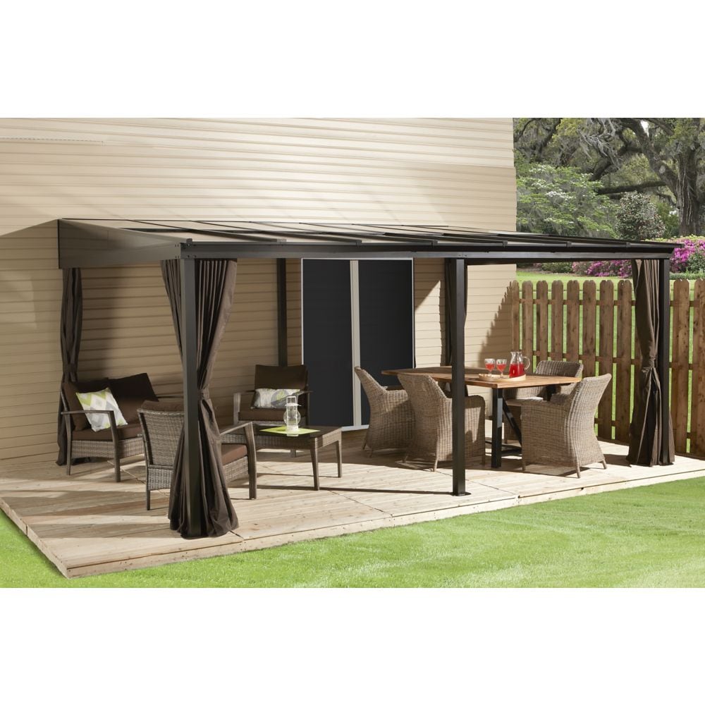 Pompano Aluminum Wall-Mounted Gazebo Patio Cover 12 x 16 ft | Sojag-Delightful Yard