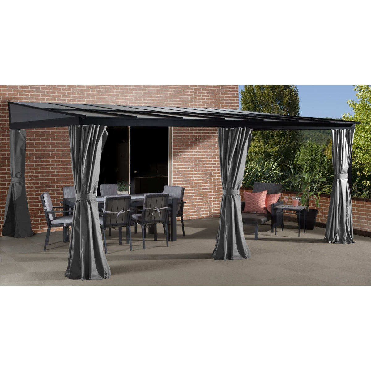 Pompano Aluminum Wall-Mounted Gazebo Patio Cover 12 x 16 ft | Sojag-Delightful Yard