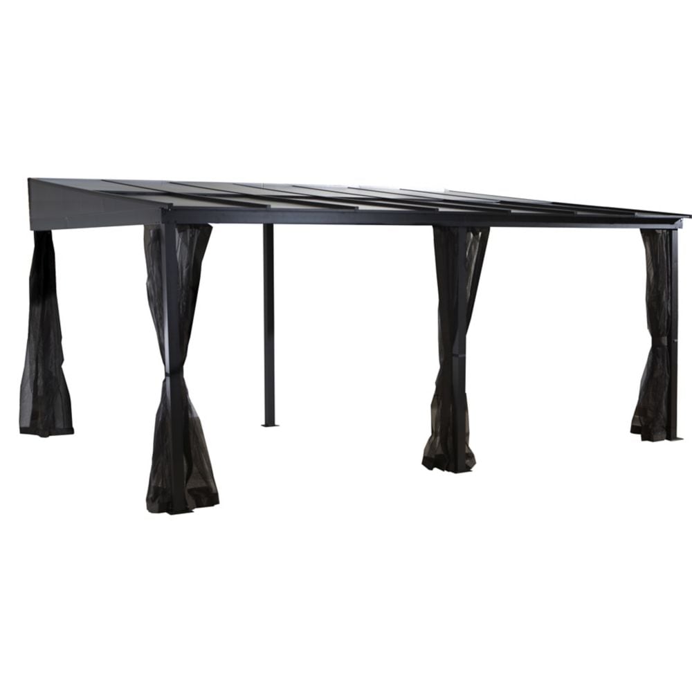 Pompano Aluminum Wall-Mounted Gazebo Patio Cover 12 x 16 ft | Sojag-Delightful Yard