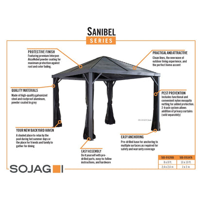 Sojag Sanibel Gazebo 10 x 10 ft - Delightful Yard