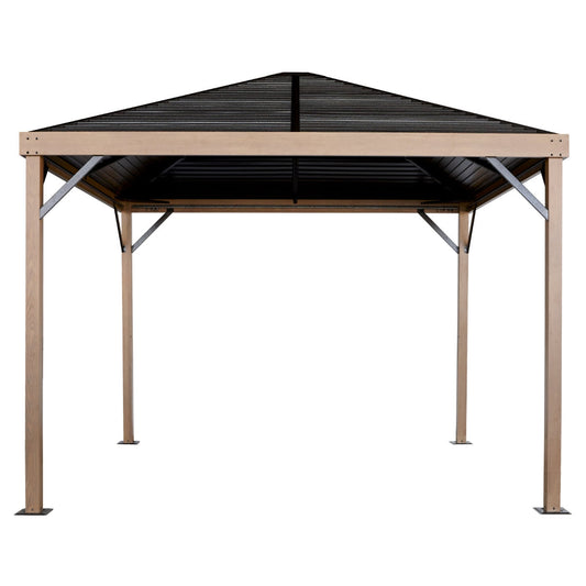 Sanibel Aluminum Gazebo 10 x 10 ft Wood Grain | Sojag-Delightful Yard