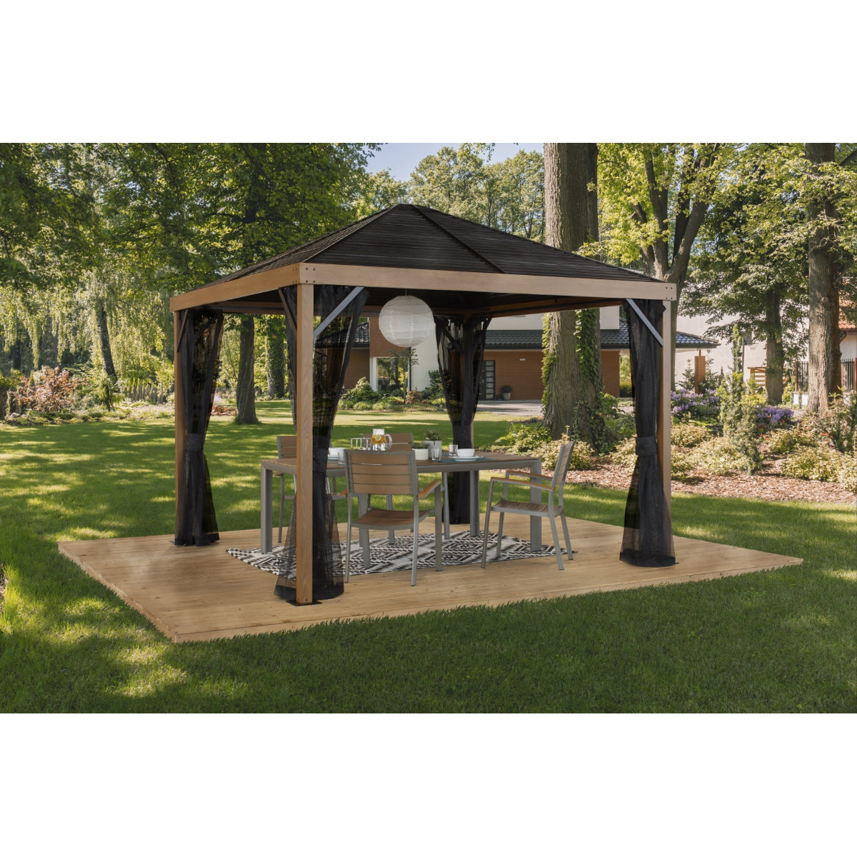 Sanibel Aluminum Gazebo 10 x 10 ft Wood Grain | Sojag-Delightful Yard