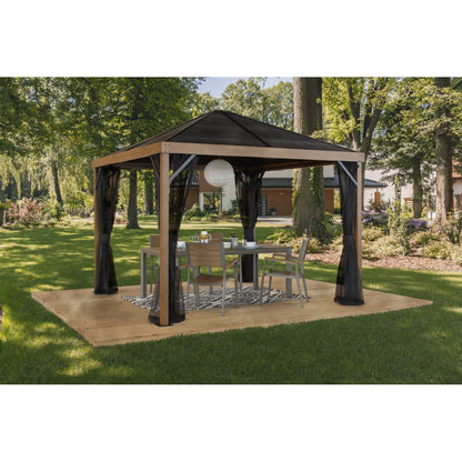 Sanibel Aluminum Gazebo 10 x 10 ft Wood Grain | Sojag-Delightful Yard