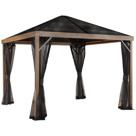 Sanibel Aluminum Gazebo 10 x 10 ft Wood Grain | Sojag-Delightful Yard