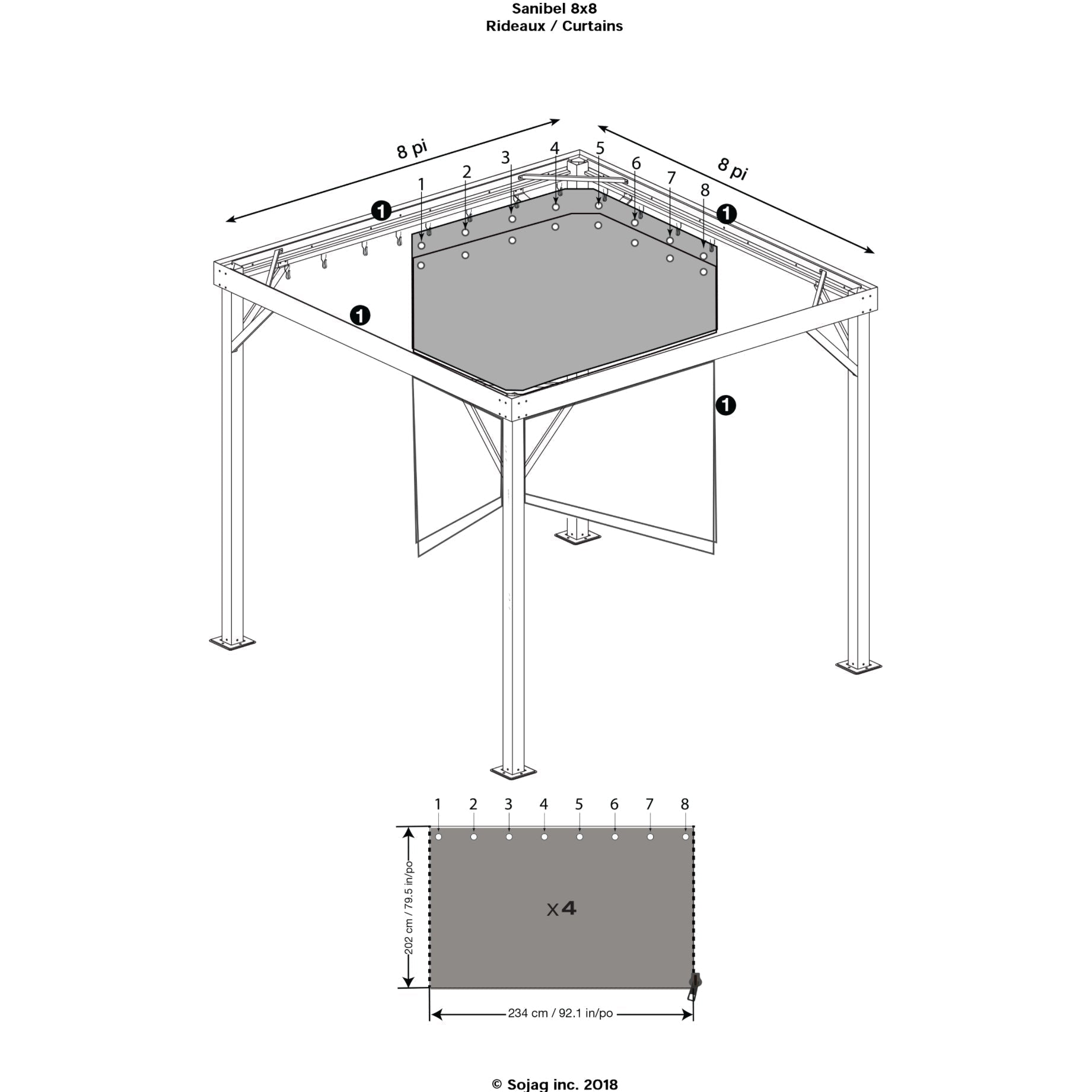 Sojag Sanibel Gazebo Curtains 8 x 8 ft. - Delightful Yard