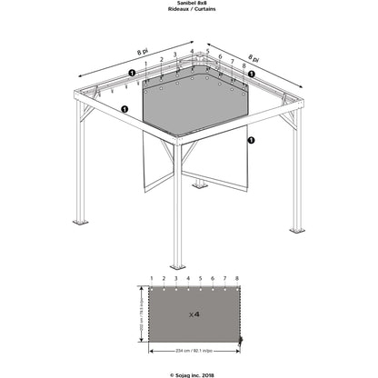 Sojag Sanibel Gazebo Curtains 8 x 8 ft. - Delightful Yard