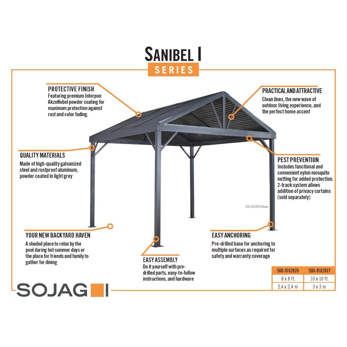 Sojag Sanibel I Gazebo 10 x 10 ft - Delightful Yard