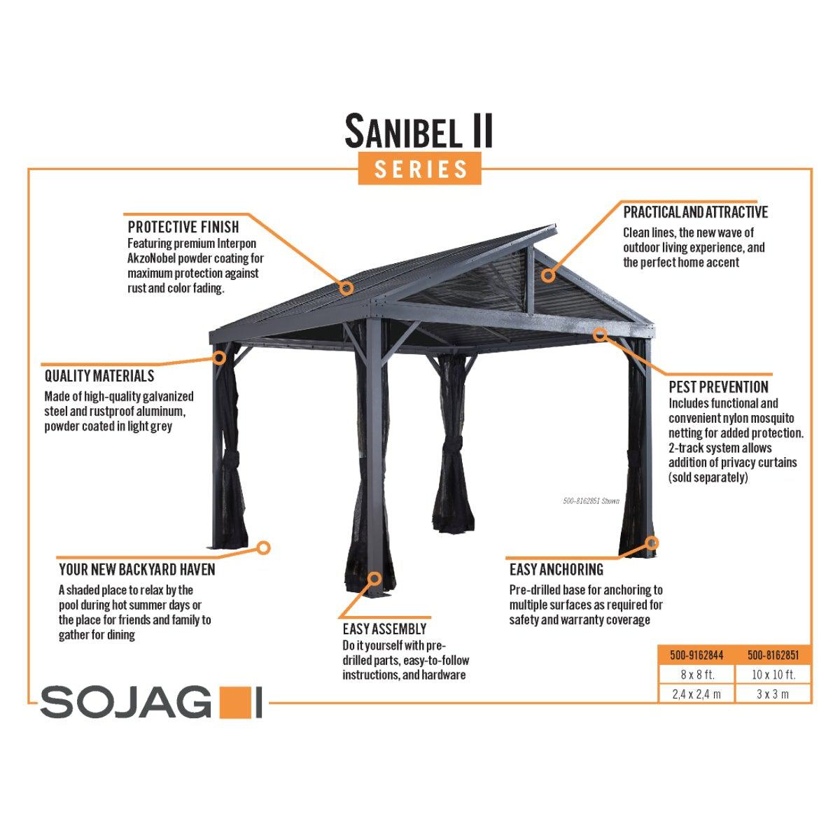 Sojag Sanibel II Gazebo 10 x 10 ft - Delightful Yard