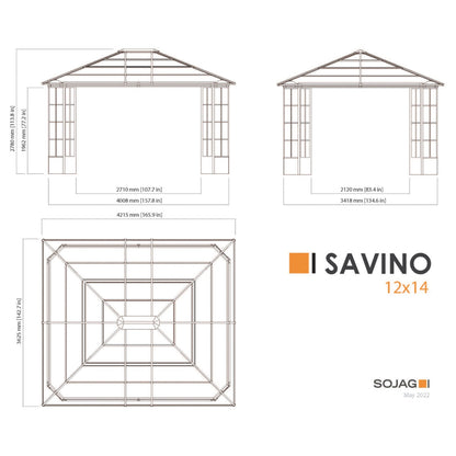 Savino Aluminum Gazebo 12 x 14 ft | Sojag-Delightful Yard