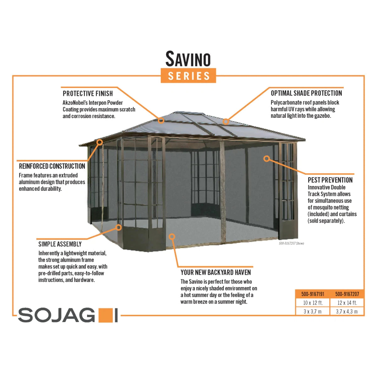 Savino Aluminum Gazebo 12 x 14 ft | Sojag-Delightful Yard