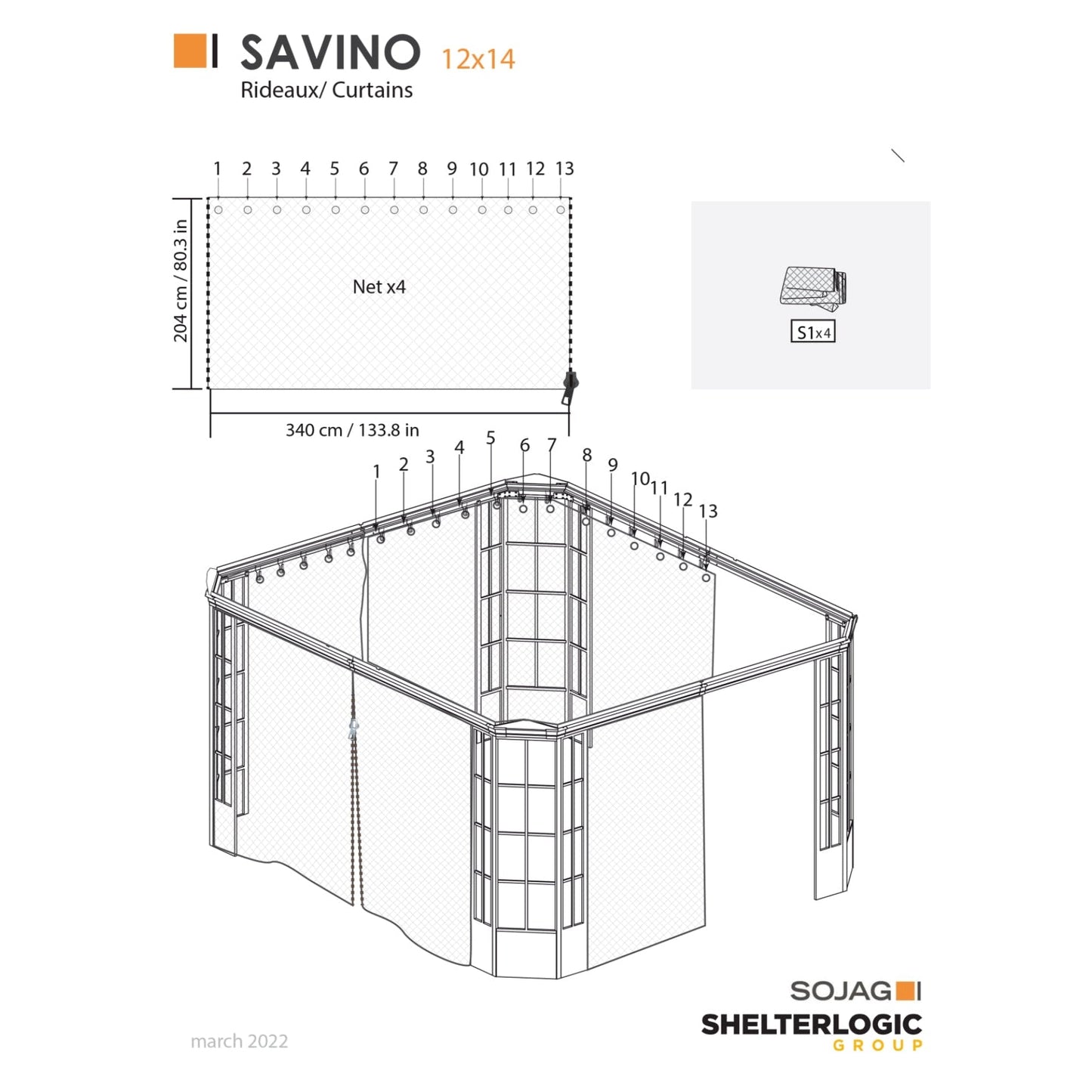 Savino Gazebo Curtains 12 x 14 ft | Sojag-Delightful Yard