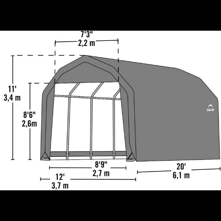 ShelterCoat 12 x 20 x 11 ft. Garage Barn Shelter - Delightful Yard
