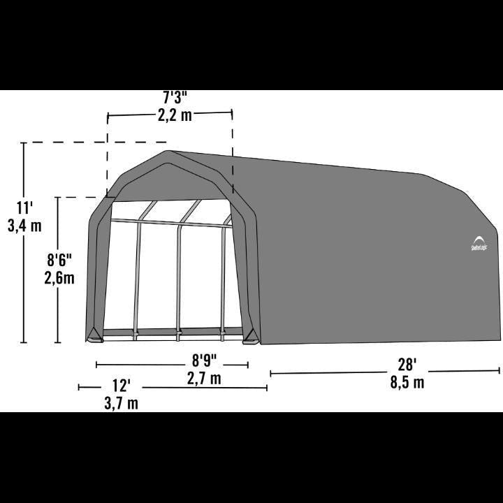ShelterCoat 12 x 28 x 11 ft. Garage Barn Shelter - Delightful Yard