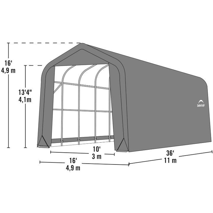 ShelterCoat 16 x 36 x 16 ft. Garage Peak Top - Delightful Yard