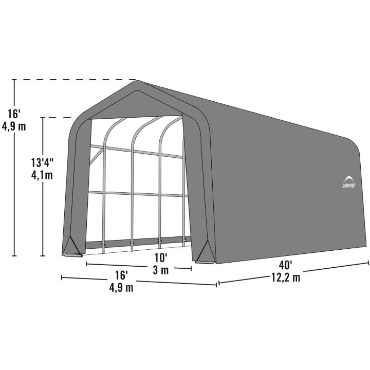 ShelterCoat 16 x 40 x 16 ft. Garage Peak Top - Delightful Yard