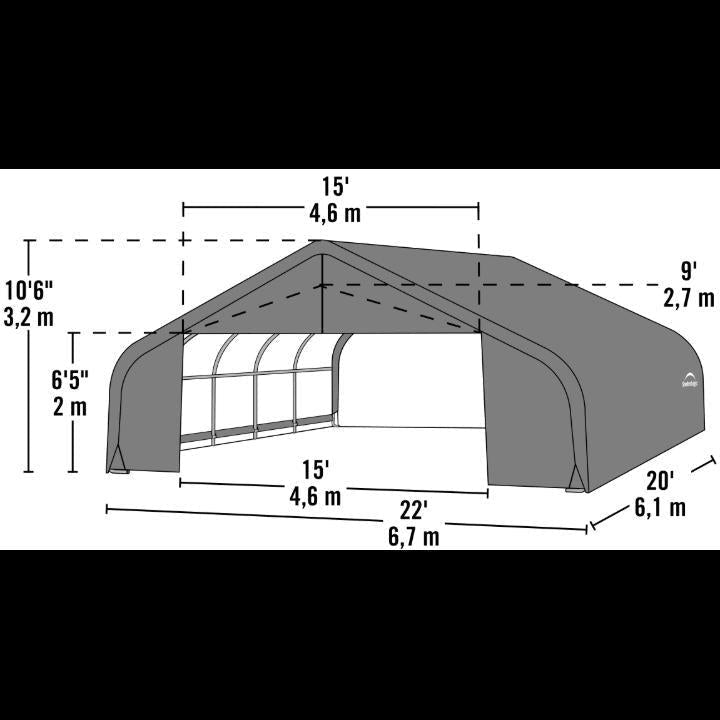 ShelterCoat 22 x 20 x 11 ft. Garage Peak Top - Delightful Yard