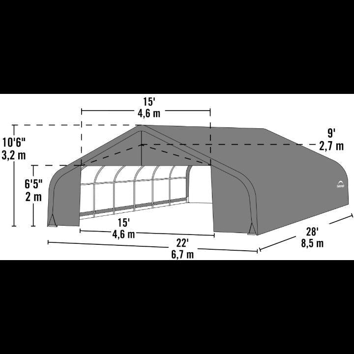 ShelterCoat 22 x 28 x 11 ft. Garage Peak Top - Delightful Yard