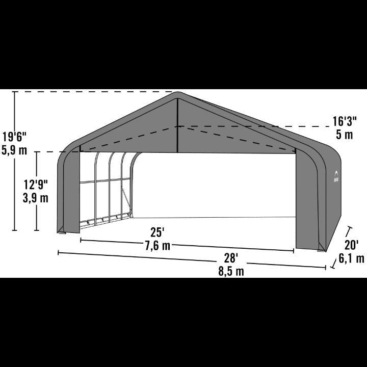 ShelterCoat 28 x 20 x 20 ft. Garage Peak Top - Delightful Yard