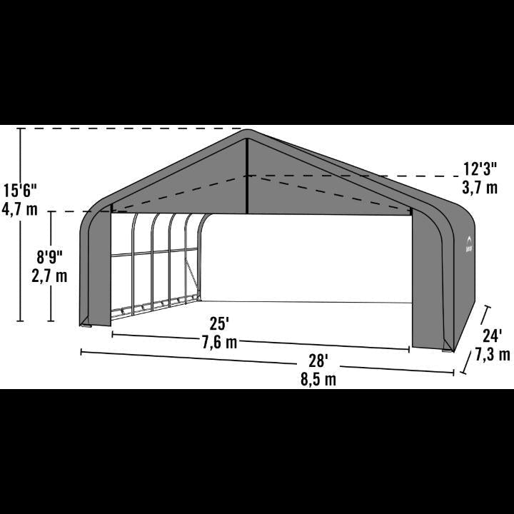 ShelterCoat 28 x 24 x 16 ft. Garage Peak Top - Delightful Yard