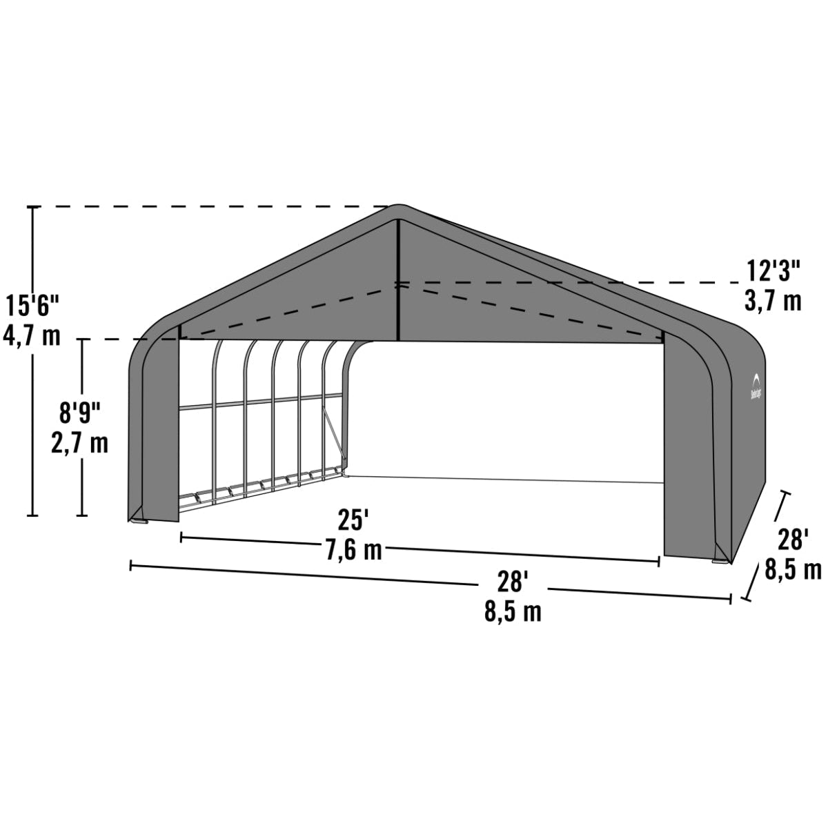 ShelterCoat 28 x 28 x 16 ft. Garage Peak Top | Shelterlogic-Delightful Yard