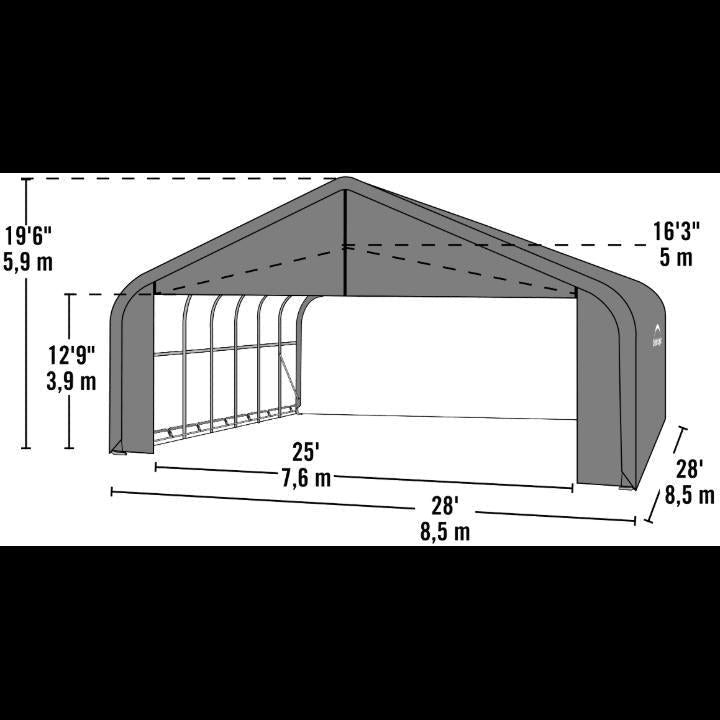 ShelterCoat 28 x 28 x 20 ft. Garage Peak Top - Delightful Yard