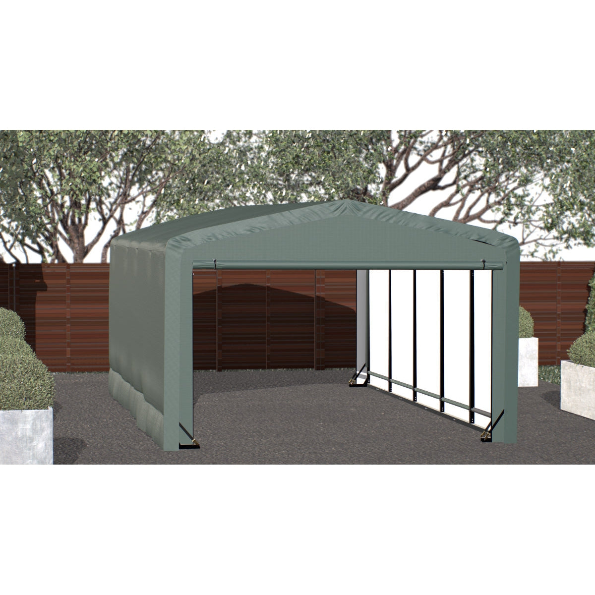 ShelterTube Wind and Snow-Load Rated Garage 12 x 27 x 8 ft. | Shelterlogic-Delightful Yard