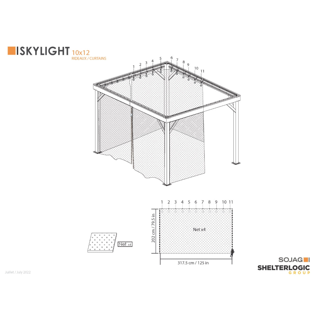 Skylight Gazebo Curtains 10 x 12 ft | Sojag-Delightful Yard