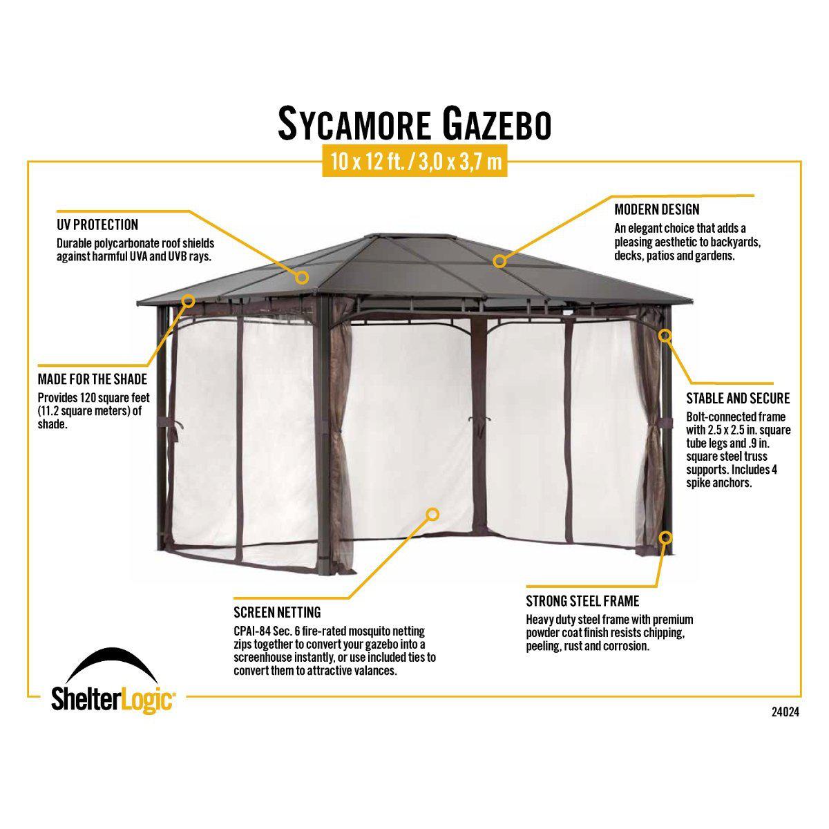 Sycamore Gazebo 10 x 12 ft. - Delightful Yard