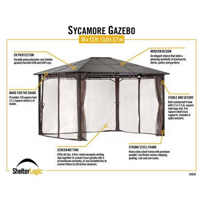 Sycamore Gazebo 10 x 12 ft. - Delightful Yard