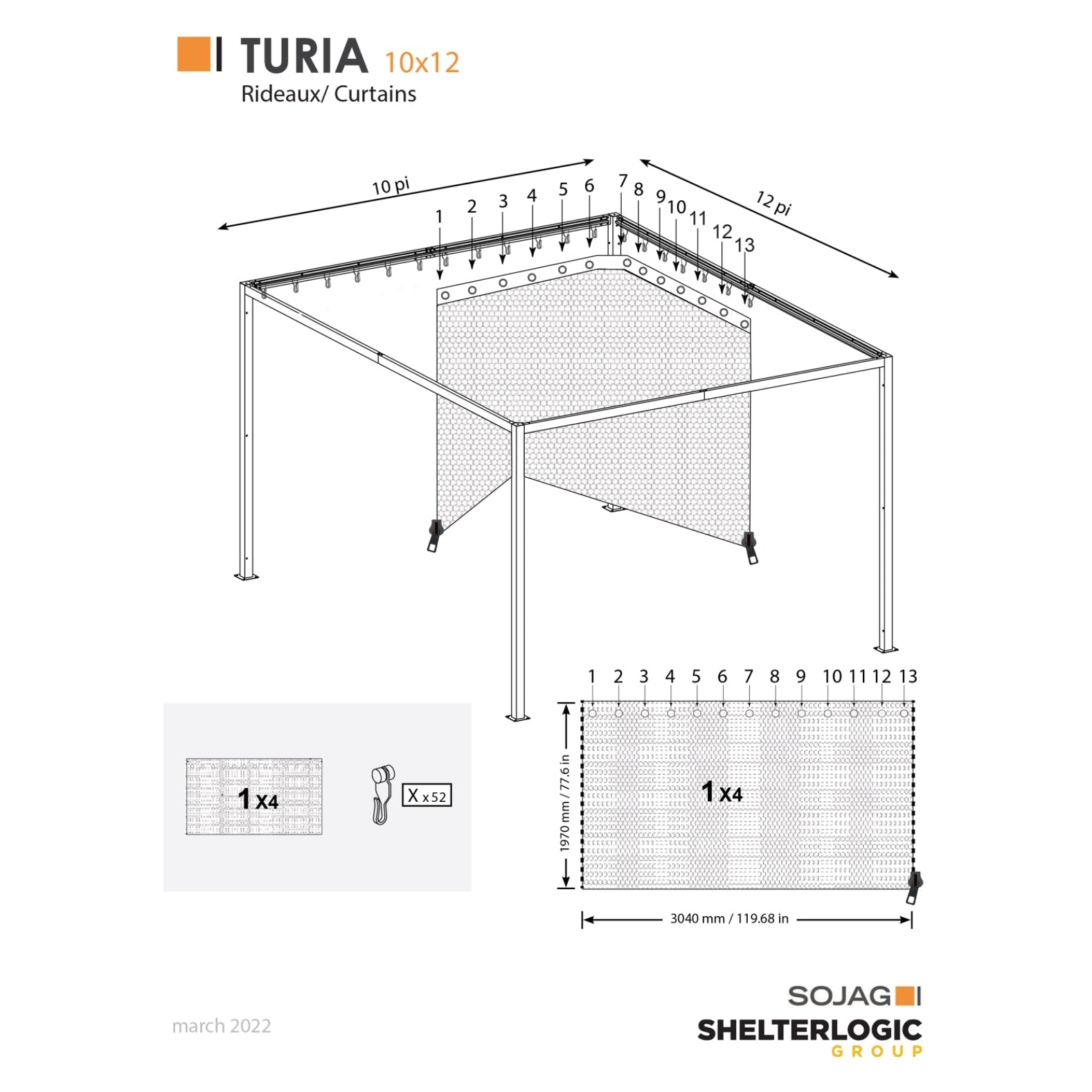 Turia Gazebo Curtains 10 x 12 ft | Sojag-Delightful Yard
