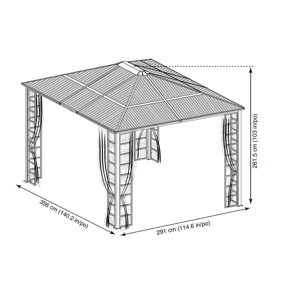 Turia Steel Polycarbonate Gazebo 10 x 12 ft | Sojag-Delightful Yard