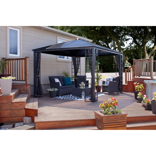 Turia Steel Polycarbonate Gazebo 10 x 12 ft | Sojag-Delightful Yard